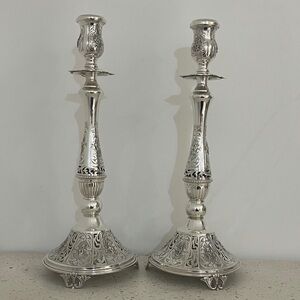 925 Sterling  Silver Candlestick Pair